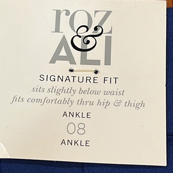 ROZ & ALI  beautiful Royal Blue Ankle  pant Size 8 zipper design side bottom leg - Picture 7 of 16